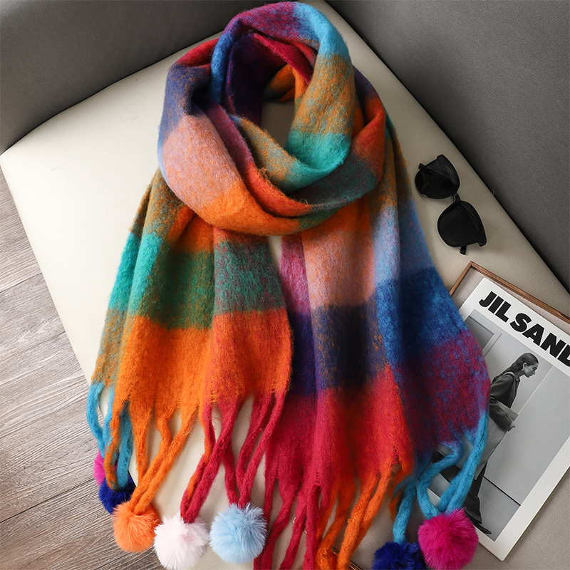 Cashmere Pashmina Wrap - Luxury Plaid Scarf Winter Warm Cashmere