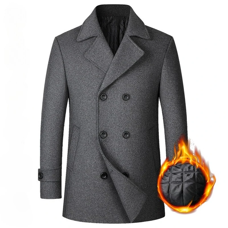 2026 Men's Double Breasted Woo - Wool Coat Peacoat recensione e prezzo
