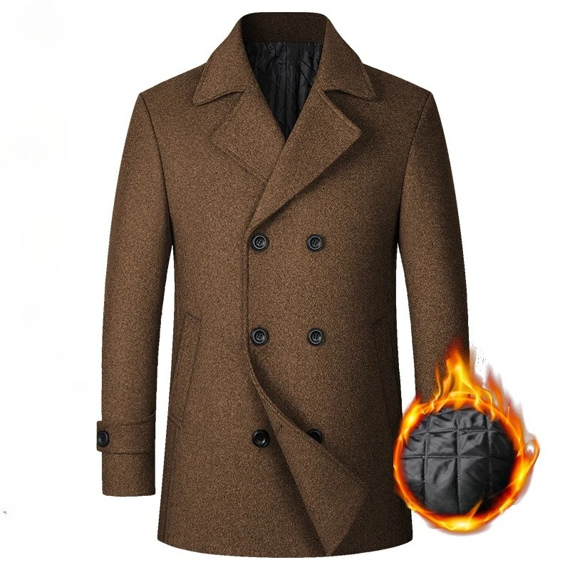 2026 Men's Double Breasted Woo - Wool Coat Peacoat recensione e prezzo