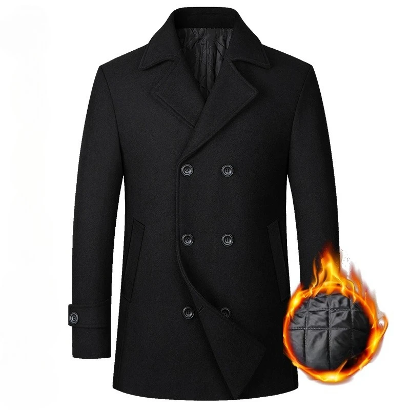 2026 Men's Double Breasted Woo - Wool Coat Peacoat recensione e prezzo