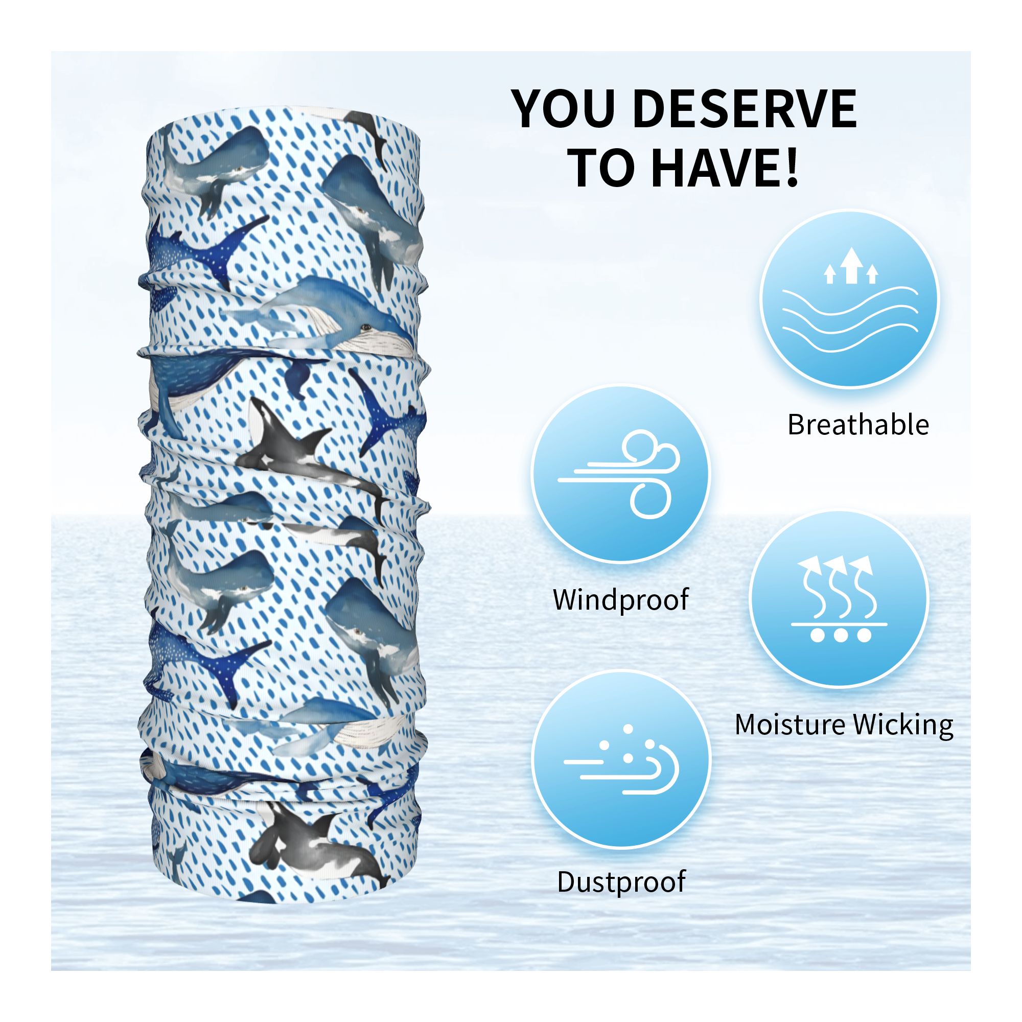 Custom Blue Watercolour Shark  - Neck Gaiter Fleece recensione e prezzo