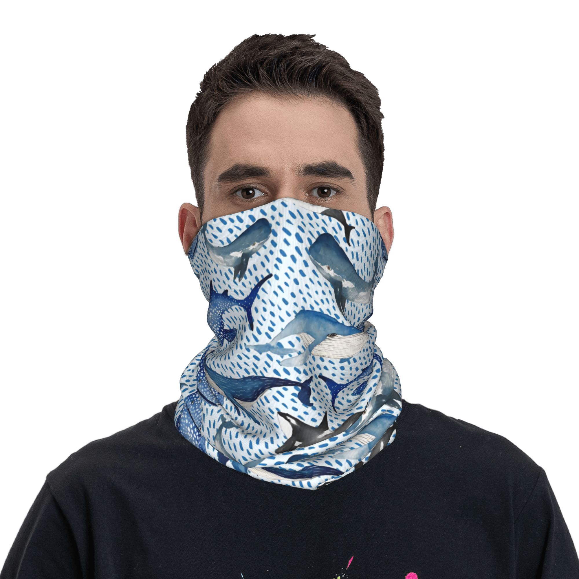 Custom Blue Watercolour Shark  - Neck Gaiter Fleece recensione e prezzo