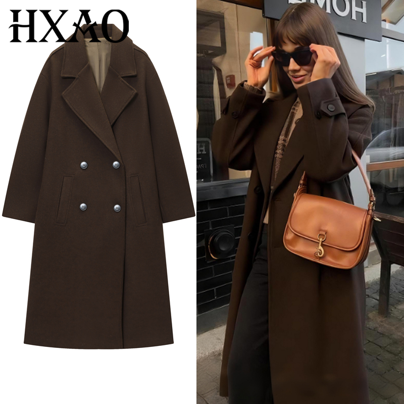 HXAO Women's Coat Brown Tweed  - Wool Coat Peacoat recensione e prezzo