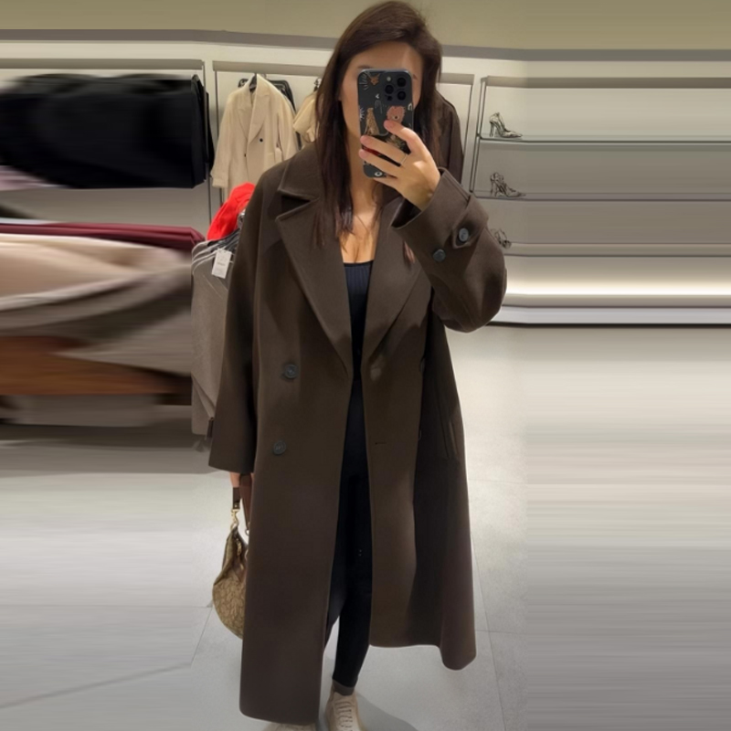 HXAO Women's Coat Brown Tweed  - Wool Coat Peacoat recensione e prezzo