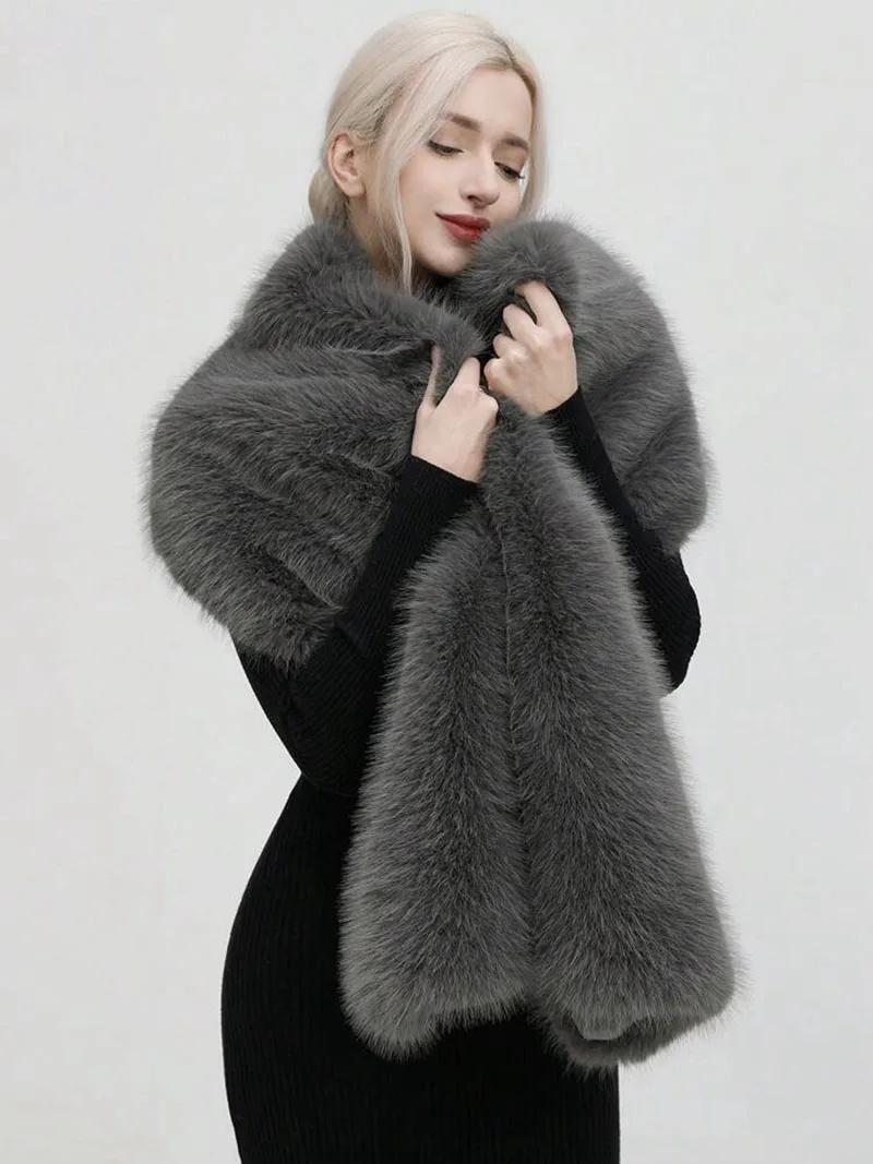 Fashion Luxury Faux Fox Fur Sh - Shawl Wrap Winter recensione e prezzo