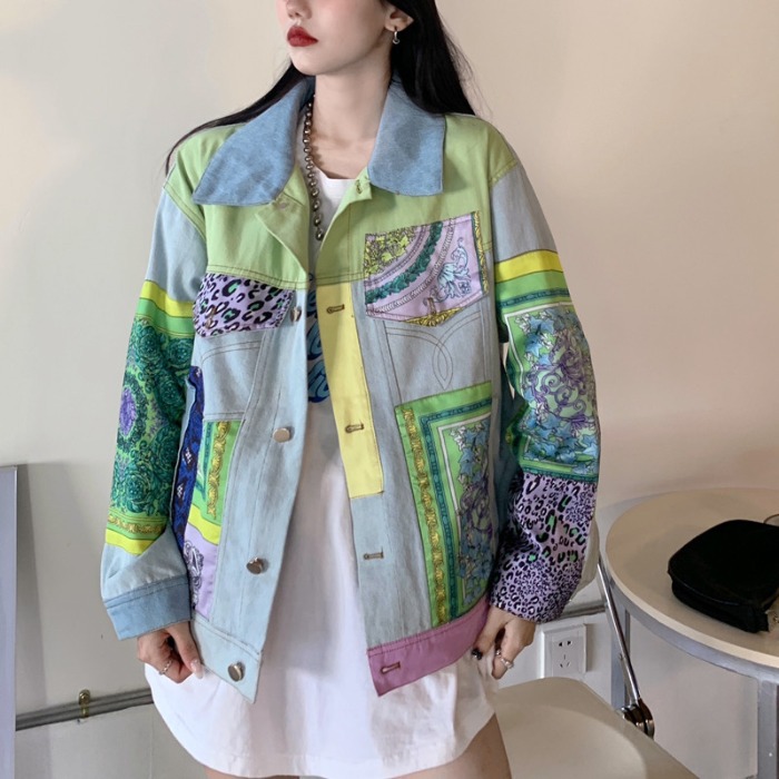 Print Spliced Denim Jackets Wo - Down Jacket Packable recensione e prezzo
