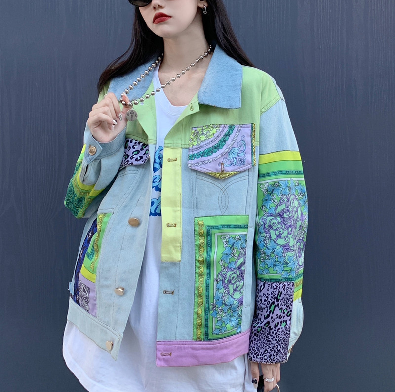 Print Spliced Denim Jackets Wo - Down Jacket Packable recensione e prezzo