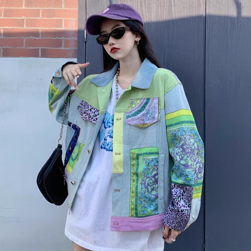 Print Spliced Denim Jackets Wo - Down Jacket Packable recensione e prezzo