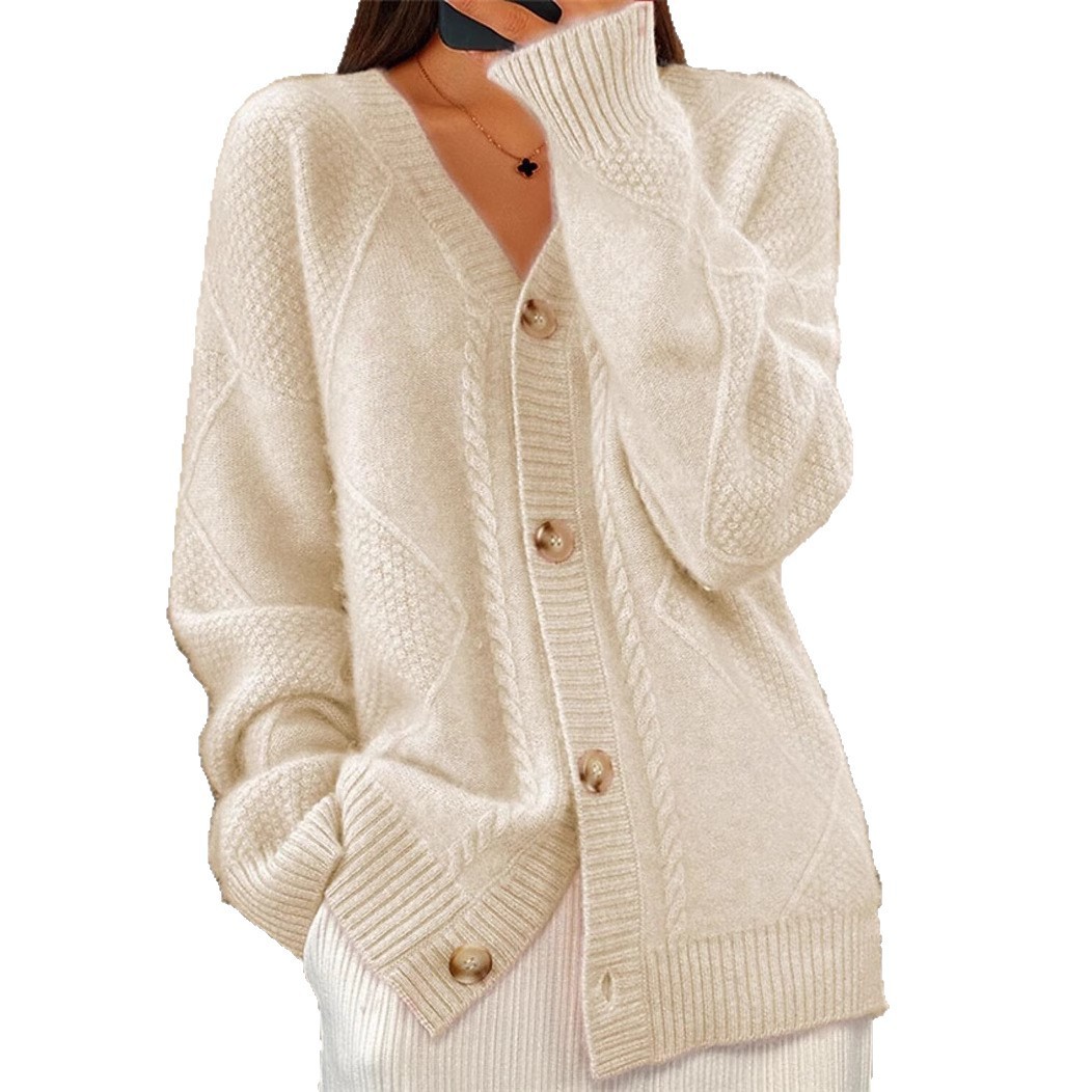 Women V Neck Cable Knit Cardig - Down Jacket Packable recensione e prezzo