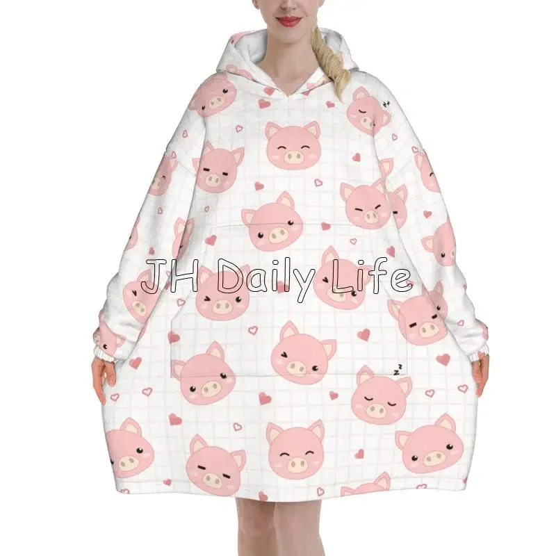 Cartoon Pigs Wearable Flannel  - Sherpa Hoodie Fleece recensione e prezzo