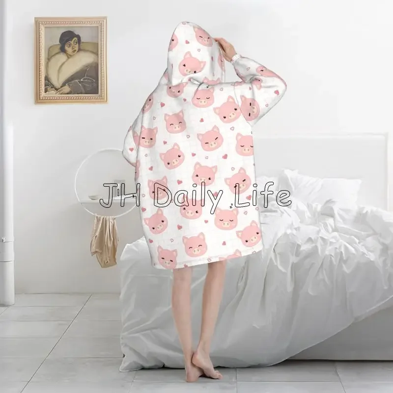 Cartoon Pigs Wearable Flannel  - Sherpa Hoodie Fleece recensione e prezzo