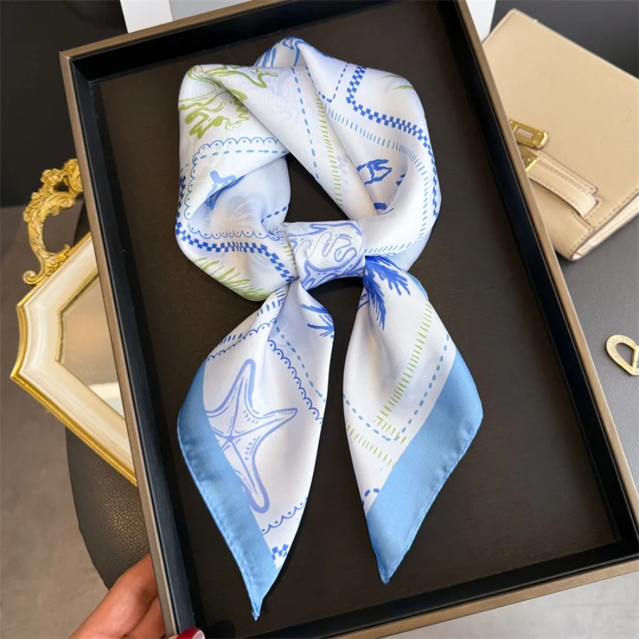 Blue Print Silk Square Scarf W - Shawl Wrap Winter recensione e prezzo